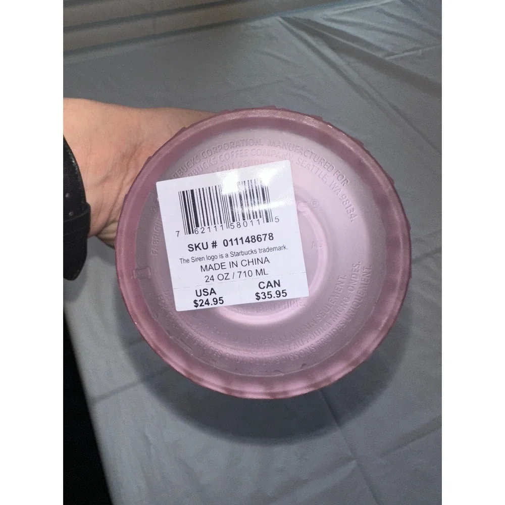 Starbucks Pink‎ Soft Matte Chain Link Venti Cold Cup Tumbler 24oz with Straw